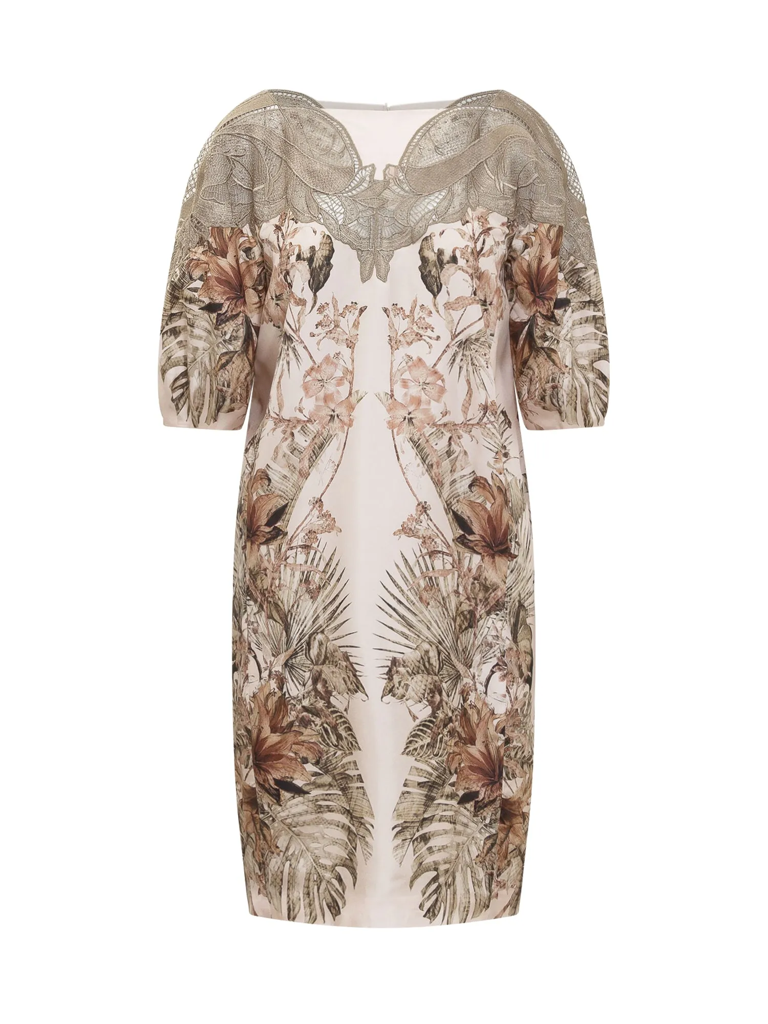 Alberta Ferretti Botanical-Printed Lace Panelled Dress