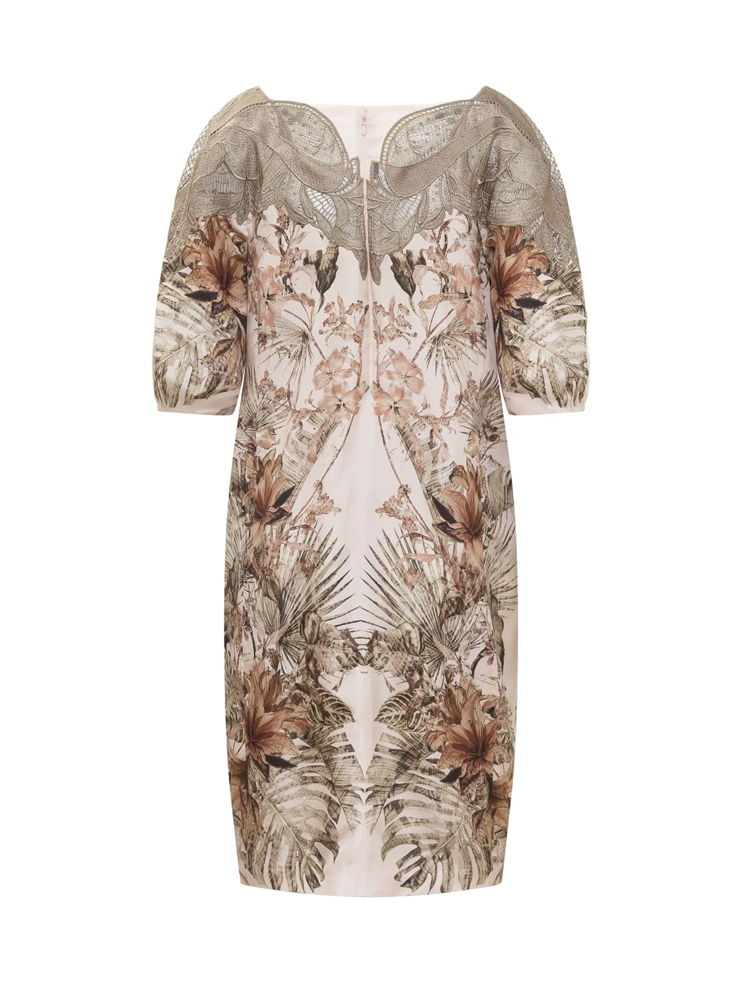 Alberta Ferretti Botanical-Printed Lace Panelled Dress