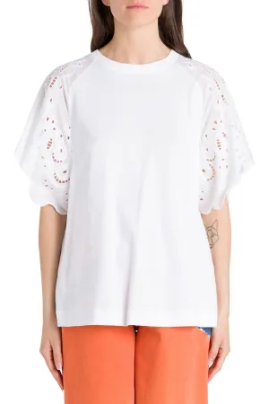 Alberta Ferretti Broderie Puff Sleeved T-Shirt