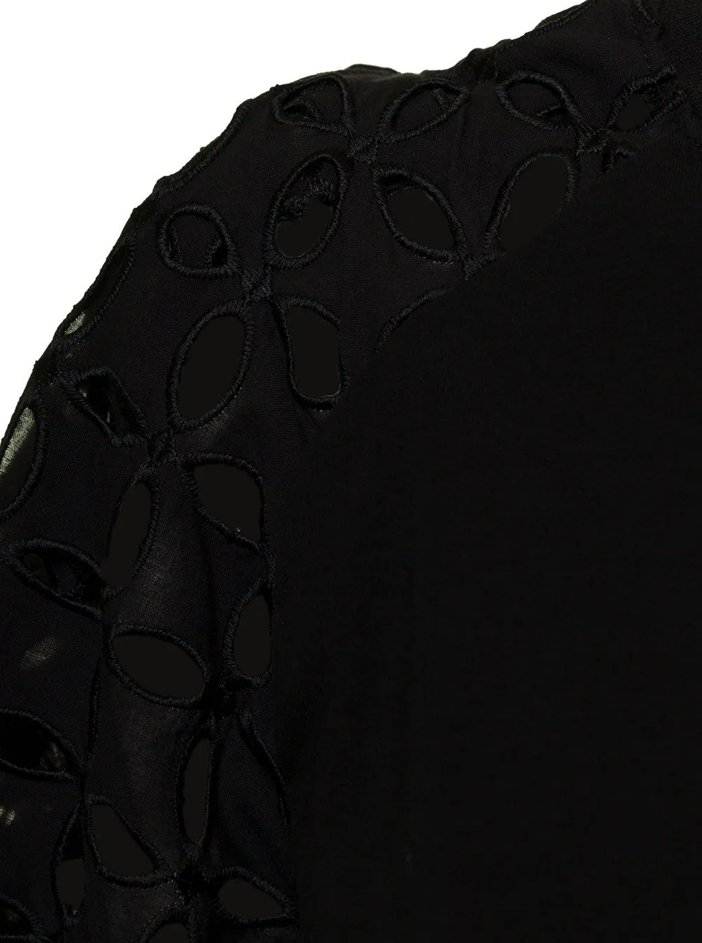 Alberta Ferretti Broderie Puff-Sleeved Top
