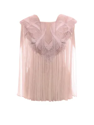 Alberta Ferretti Lace Pleated Top