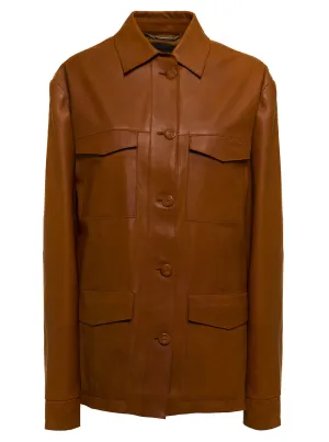 Alberta Ferretti Pocket Patch Leather Jacket