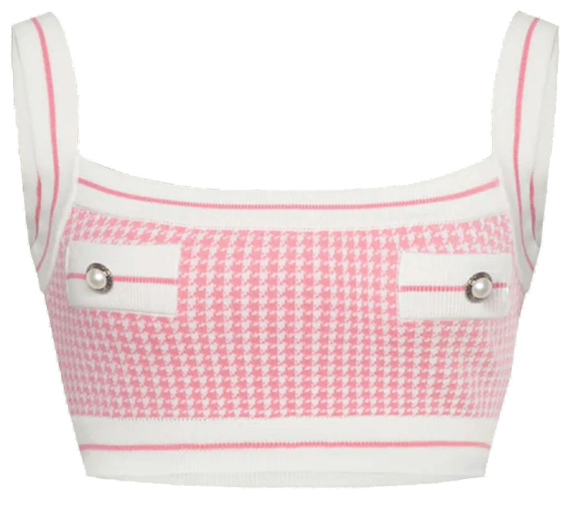 Alessandra Rich Button Detailed Knitted Crop Top