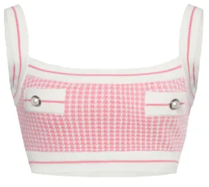 Alessandra Rich Button Detailed Knitted Crop Top