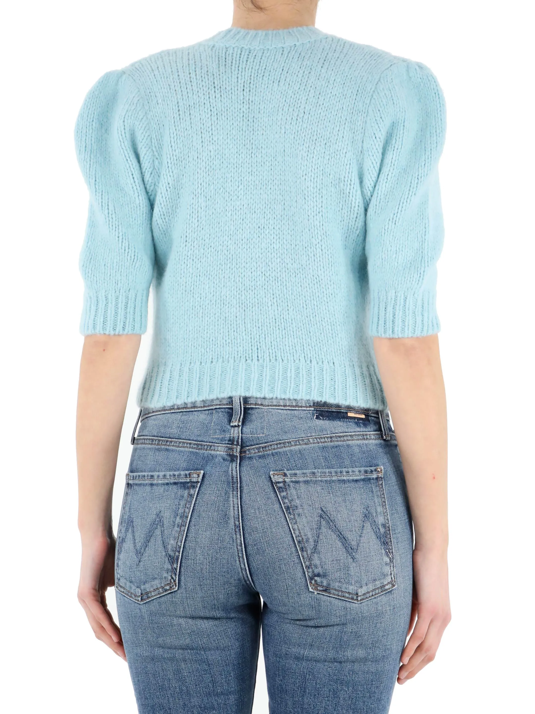 Alessandra Rich Pearl Embellished Knitted Crop Top