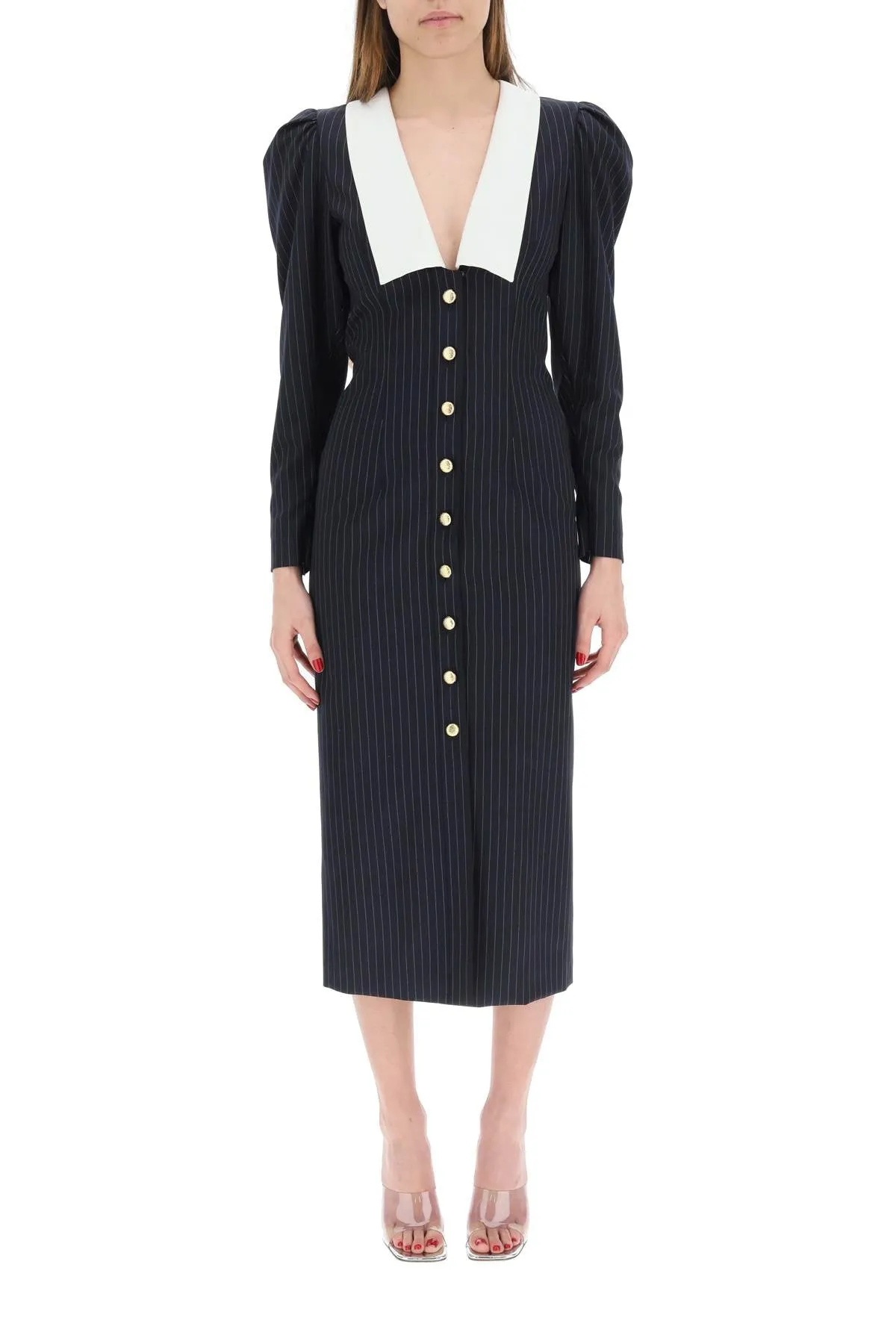 Alessandra Rich Pinstriped Midi Dress