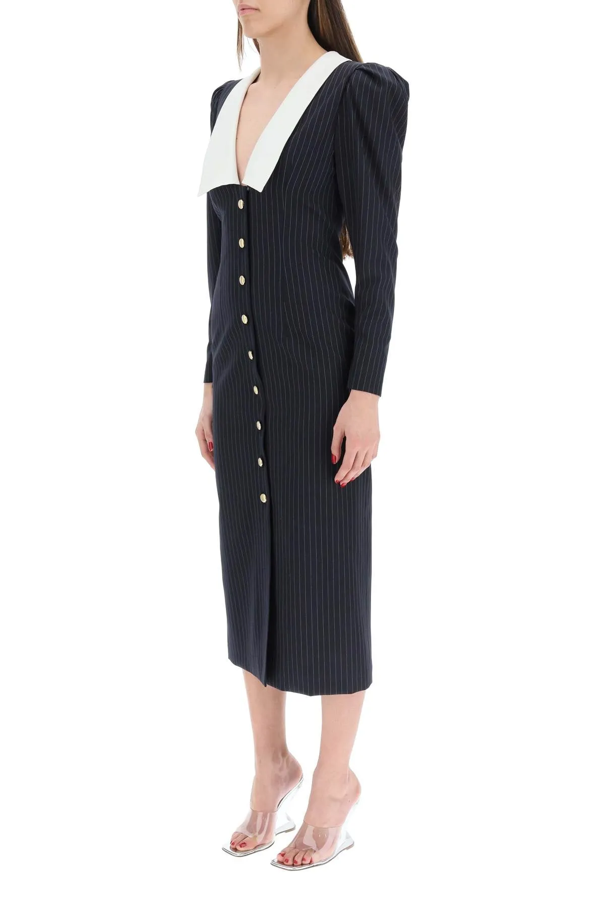 Alessandra Rich Pinstriped Midi Dress