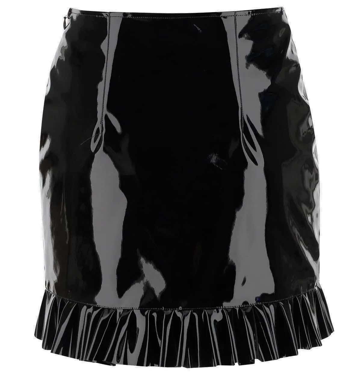 Alessandra Rich Ruffle Hem Leather Skirt