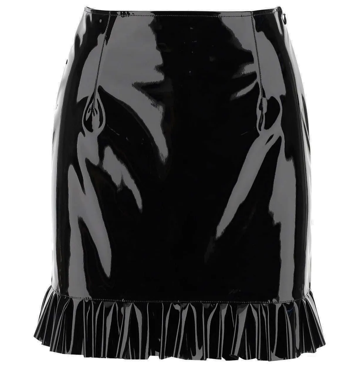 Alessandra Rich Ruffle Hem Leather Skirt