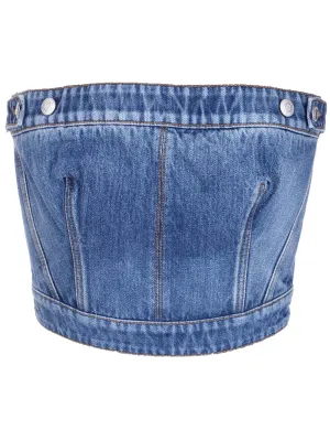 Alexander McQueen Button Detailed Denim Top