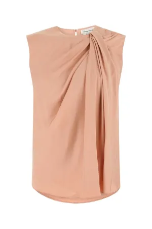Alexander McQueen Gathered-Sleeve Satin Top