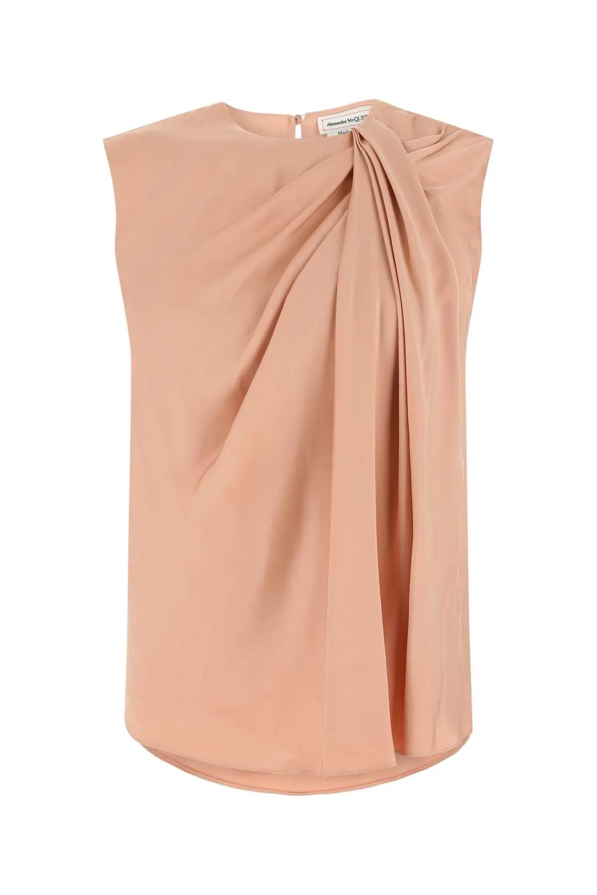 Alexander McQueen Gathered-Sleeve Satin Top