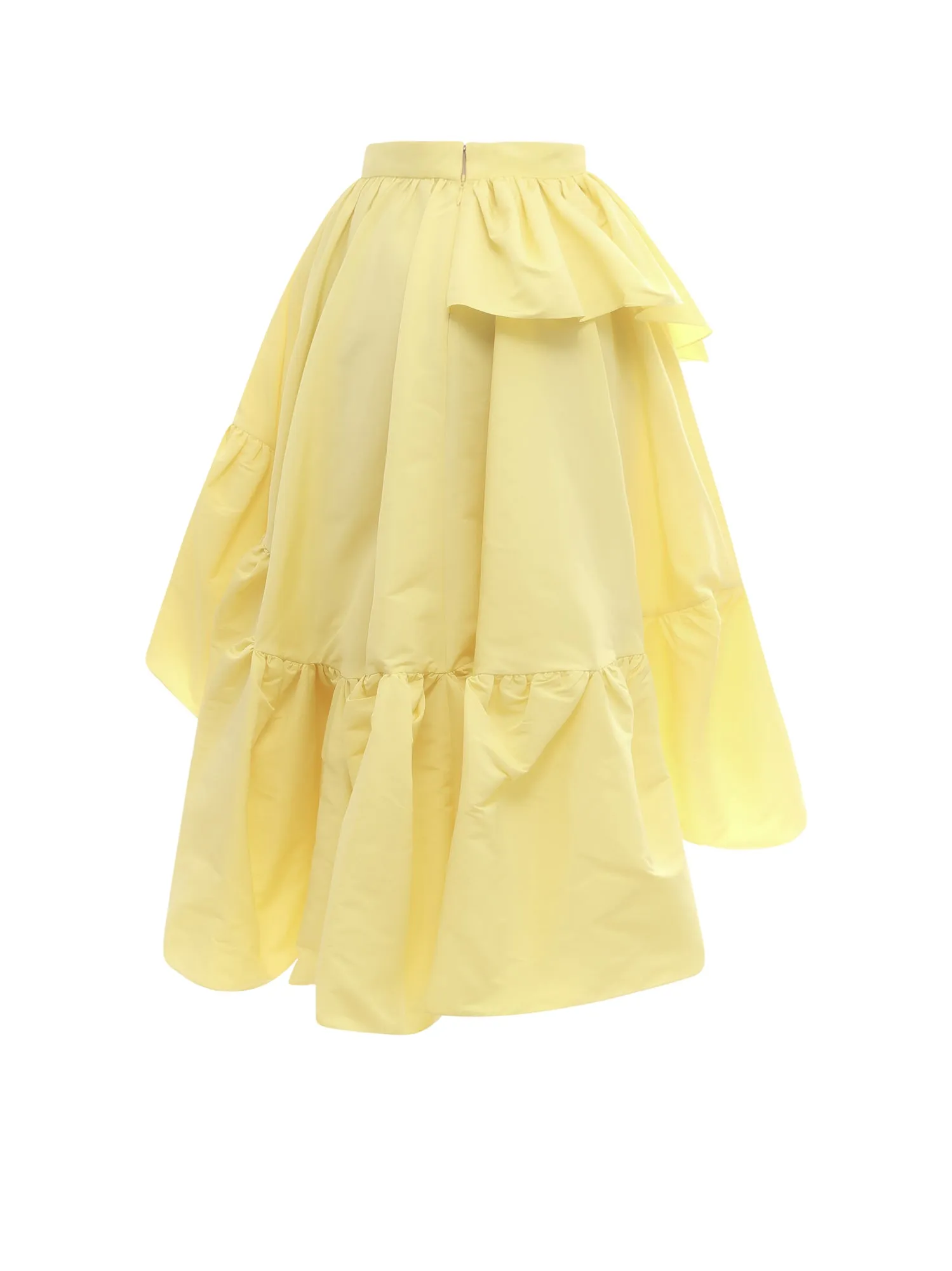 Alexander McQueen High Waist Asymmetric-Ruffled Midi Skirt