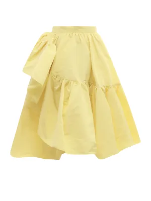 Alexander McQueen High Waist Asymmetric-Ruffled Midi Skirt