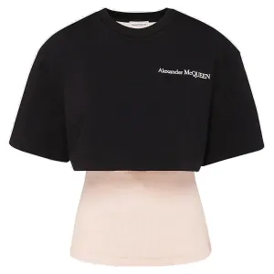 Alexander McQueen Logo Embroidered Hybrid T-Shirt