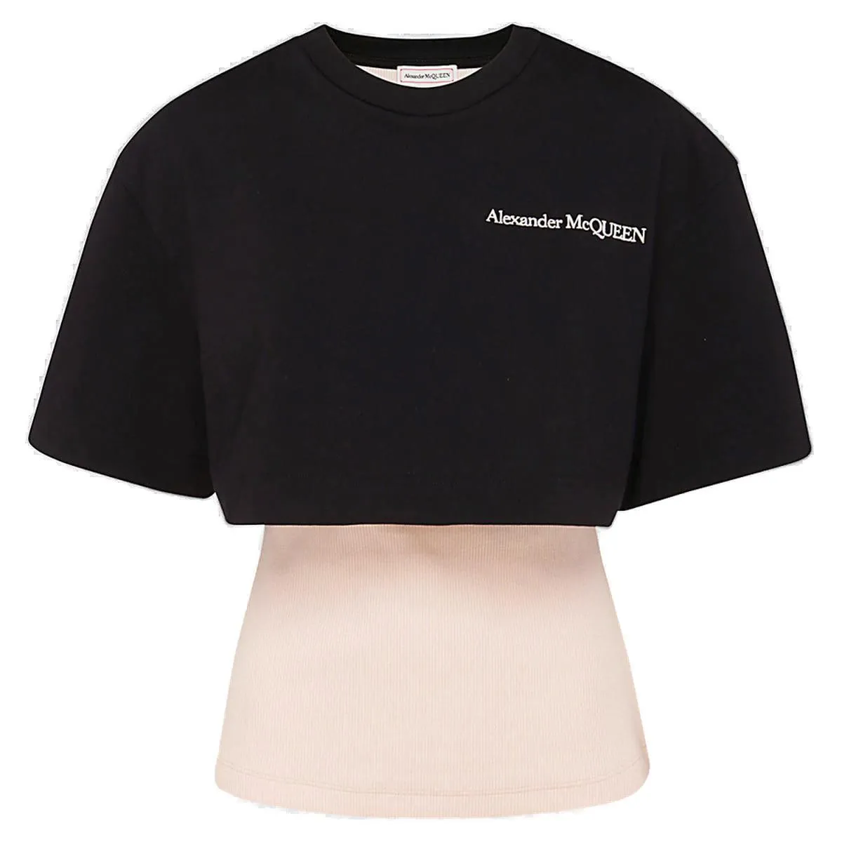 Alexander McQueen Logo Embroidered Hybrid T-Shirt