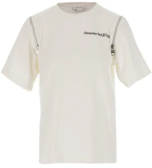 Alexander McQueen Logo Printed Zip Detail T-Shirt