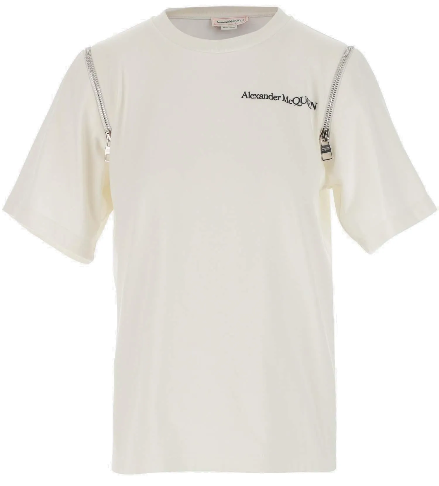 Alexander McQueen Logo Printed Zip Detail T-Shirt