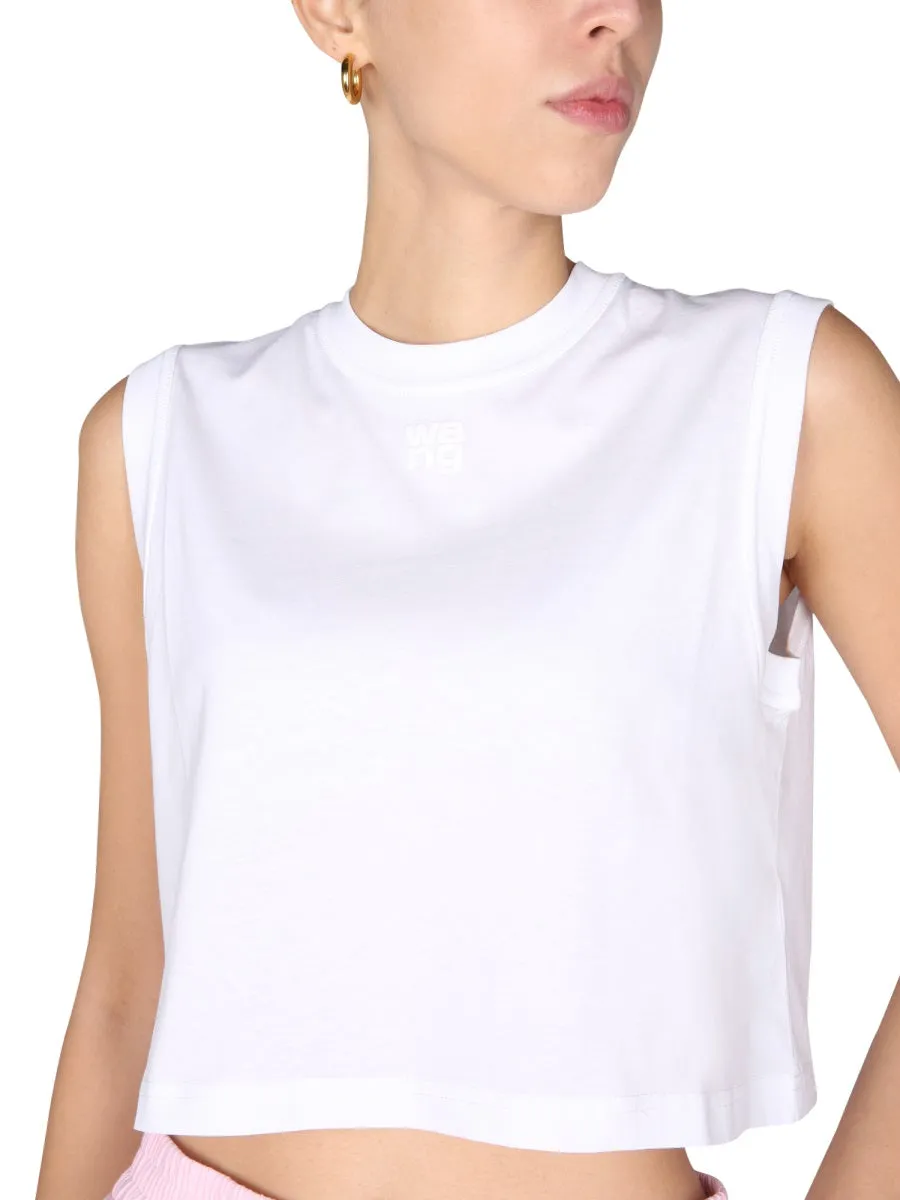 Alexander Wang Logo Printed Cropped Tank Top