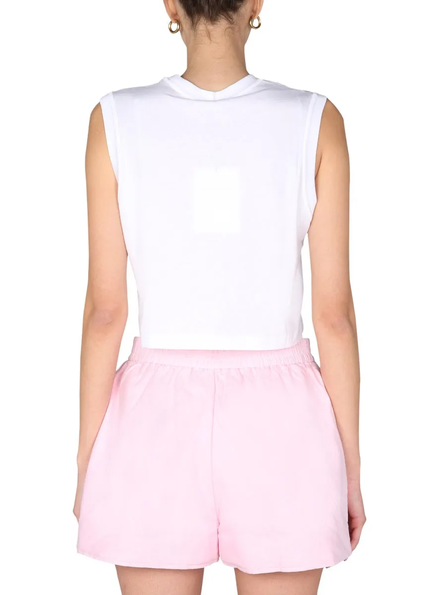 Alexander Wang Logo Printed Cropped Tank Top