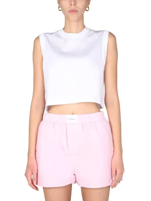 Alexander Wang Logo Printed Cropped Tank Top