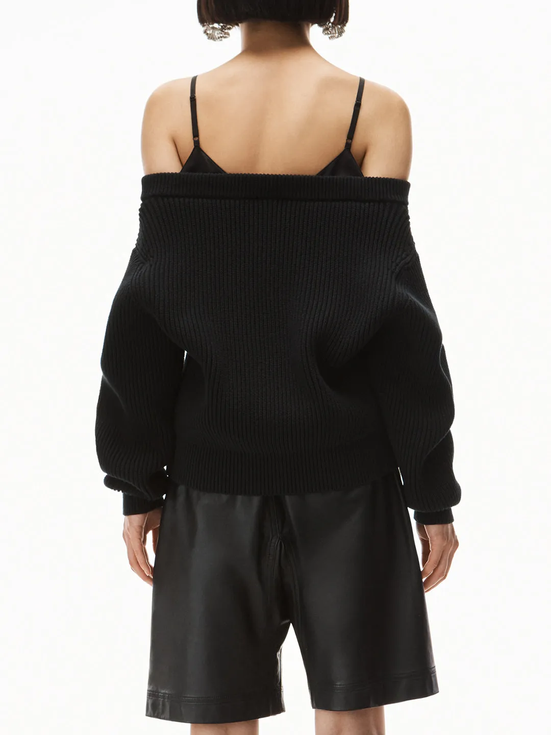 Alexander Wang Off-Shoulder Ribbed Knit Jumper