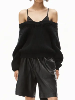Alexander Wang Off-Shoulder Ribbed Knit Jumper