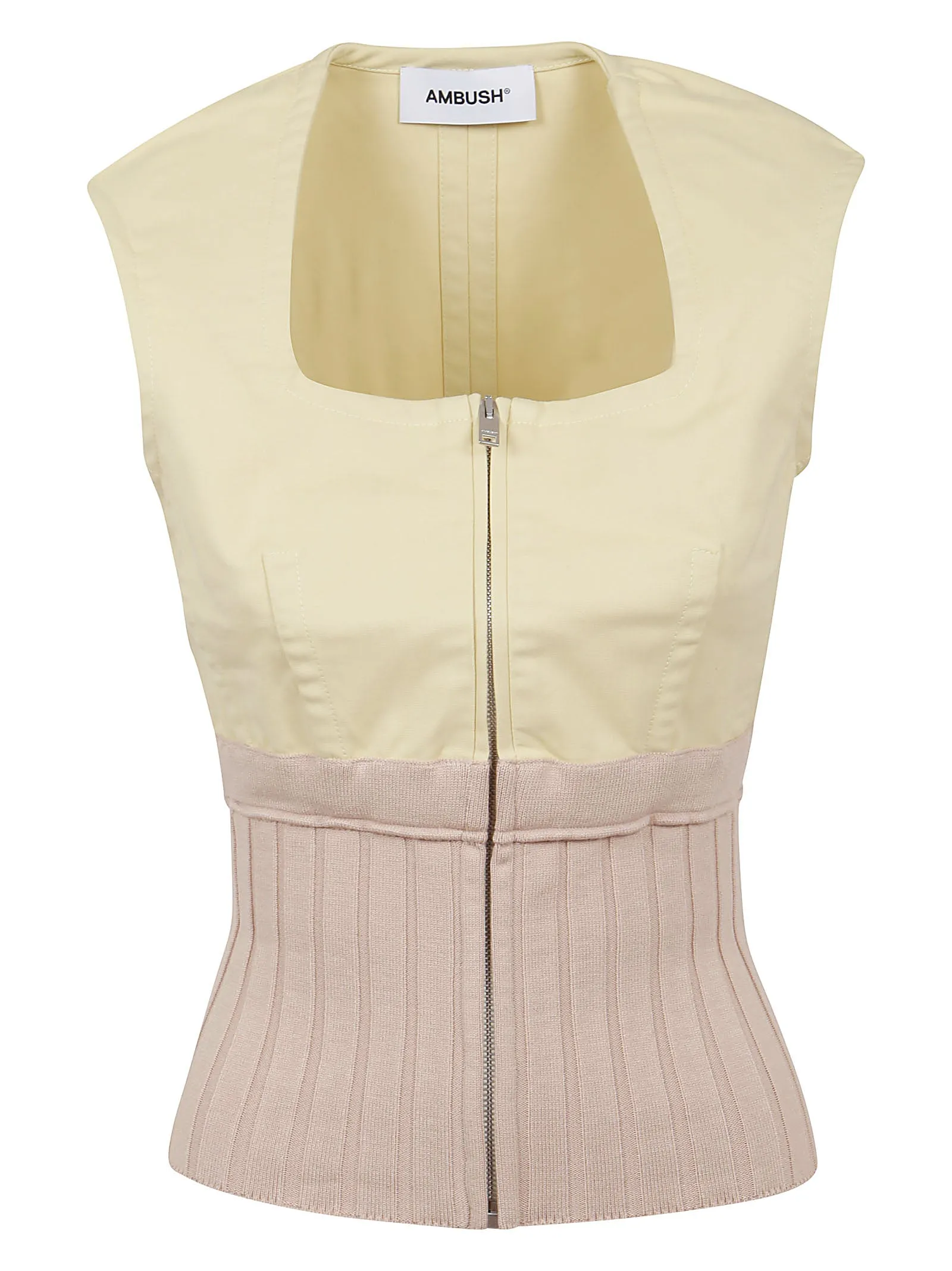 Ambush Two-Tone Zip Up Sleeveless Top