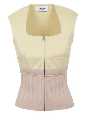 Ambush Two-Tone Zip Up Sleeveless Top