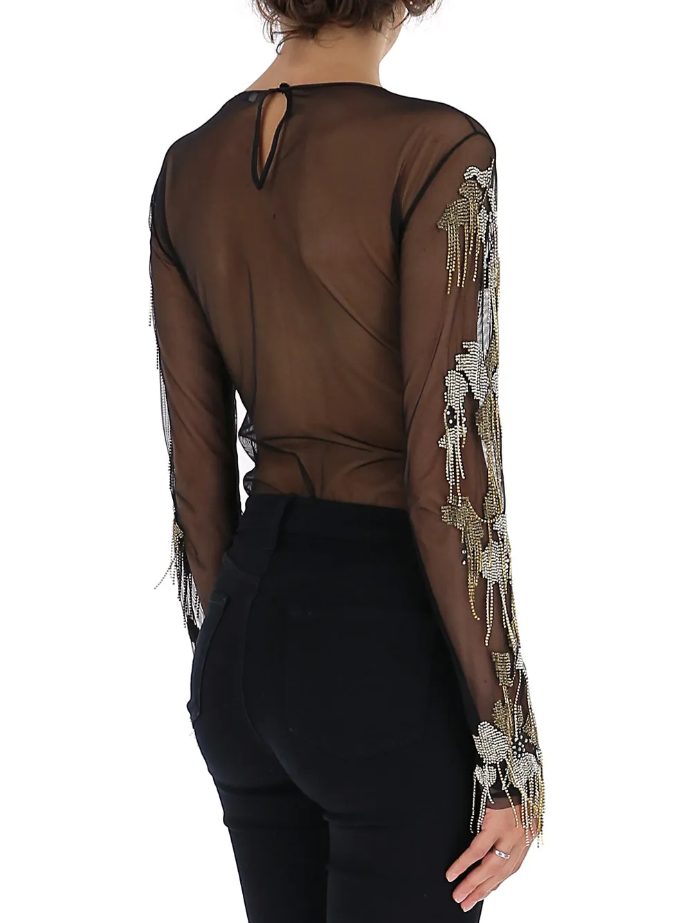 Amen Floral Embellished Tassel Detailed Top