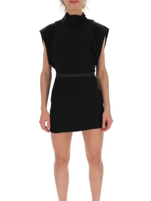 Amen Structured Shoulder Open Back Mini Dress