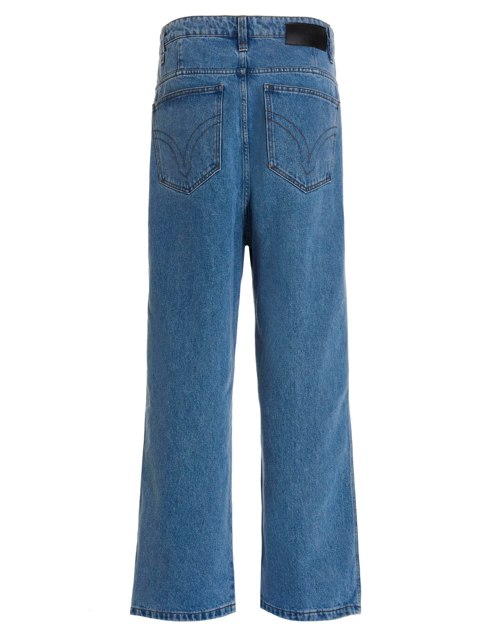 AMI Logo Patch Wide Leg Jeans