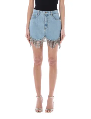 Area Embellished Denim Mini Skirt