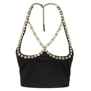 Area Embellished Halterneck Cropped Top