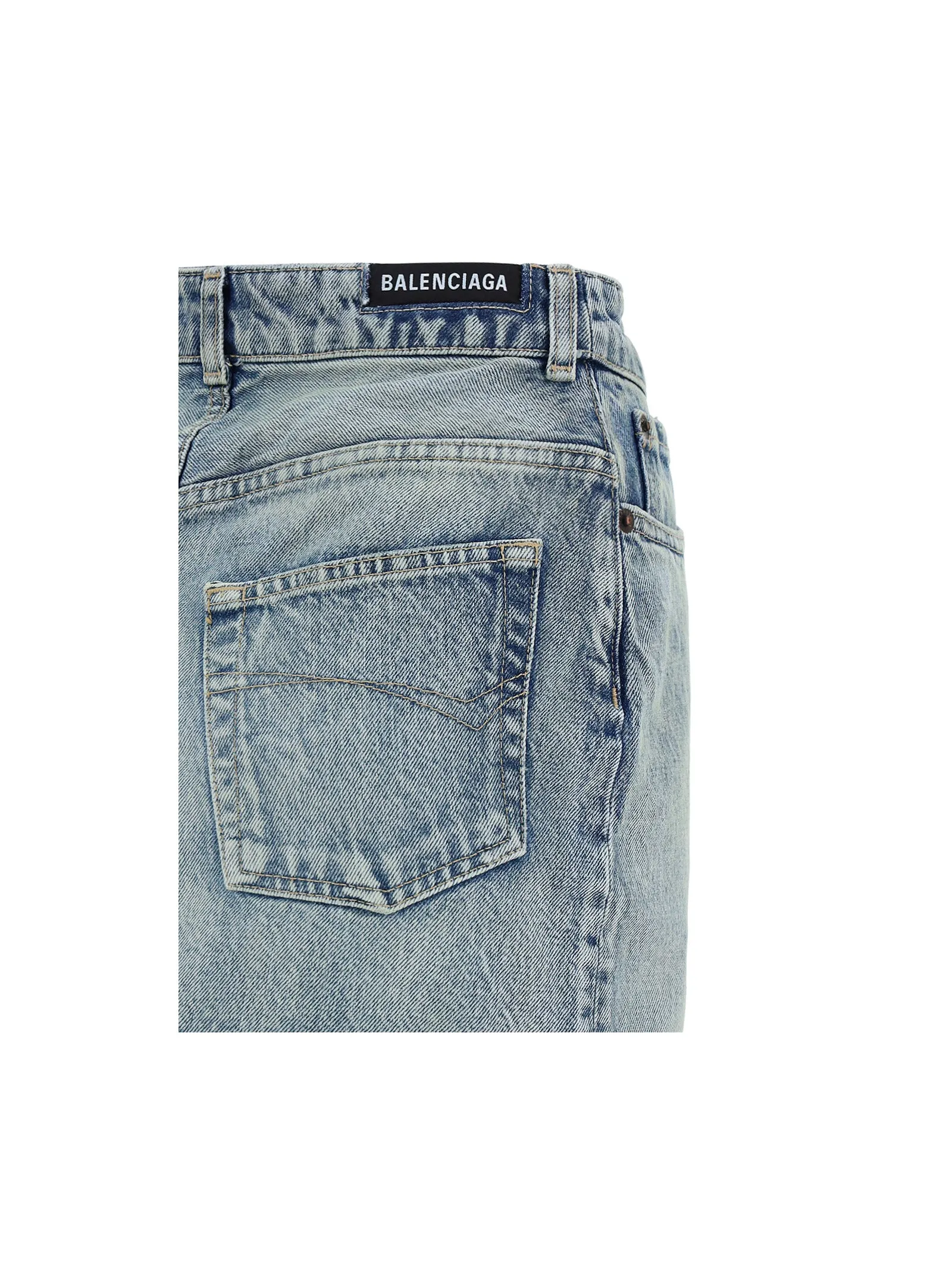 Balenciaga Curved-Hem Denim Mini Skirt