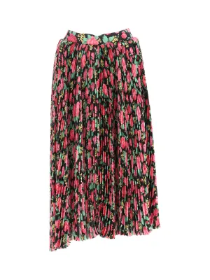 Balenciaga Floral Printed Pleated Skirt