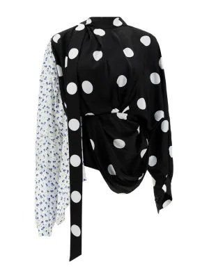 Balenciaga Polka Dot Pattern High Neck Top