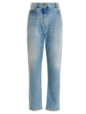 Balmain Boyfriend Cut Distressed Faded Jeans