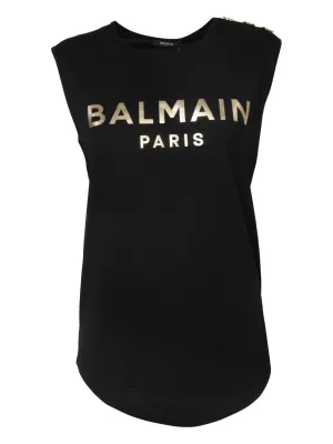 Balmain Button Embellished Sleeveless Top