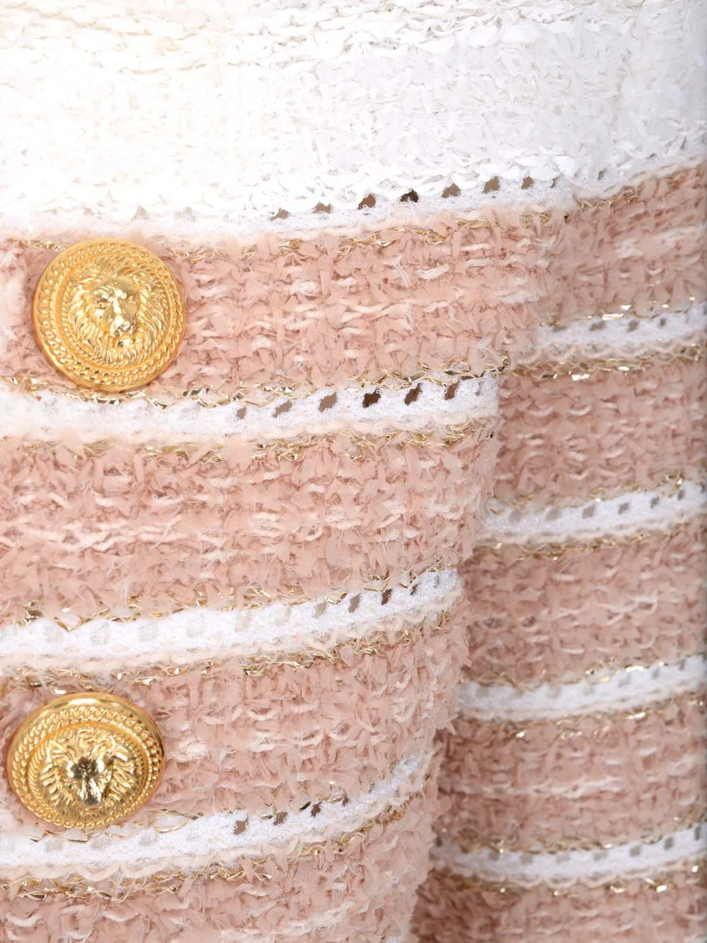 Balmain Button Embellished Stripe Tweed Jacket
