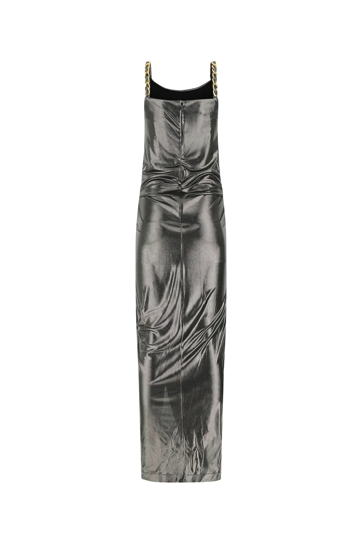 Balmain Chain-Link Trim Side Slit Maxi Dress