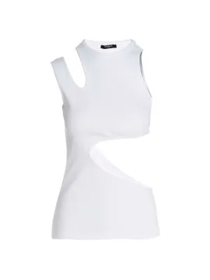 Balmain Cut-Out Detailed Jersey Tank Top
