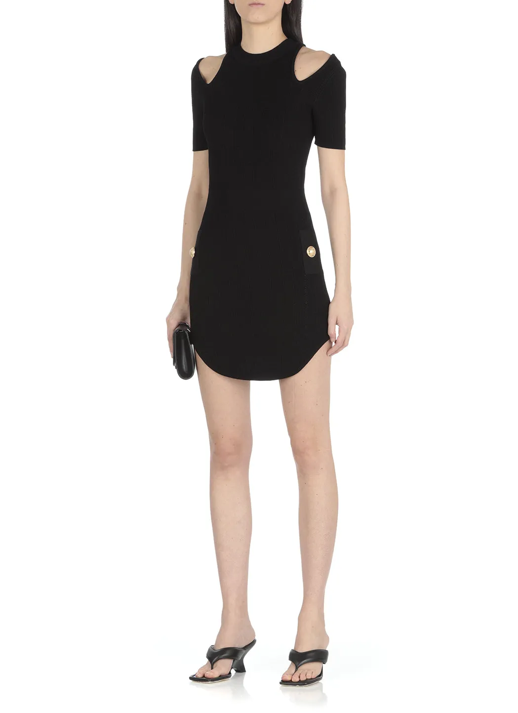 Balmain Cut-Out Short-Sleeved Knit Dress