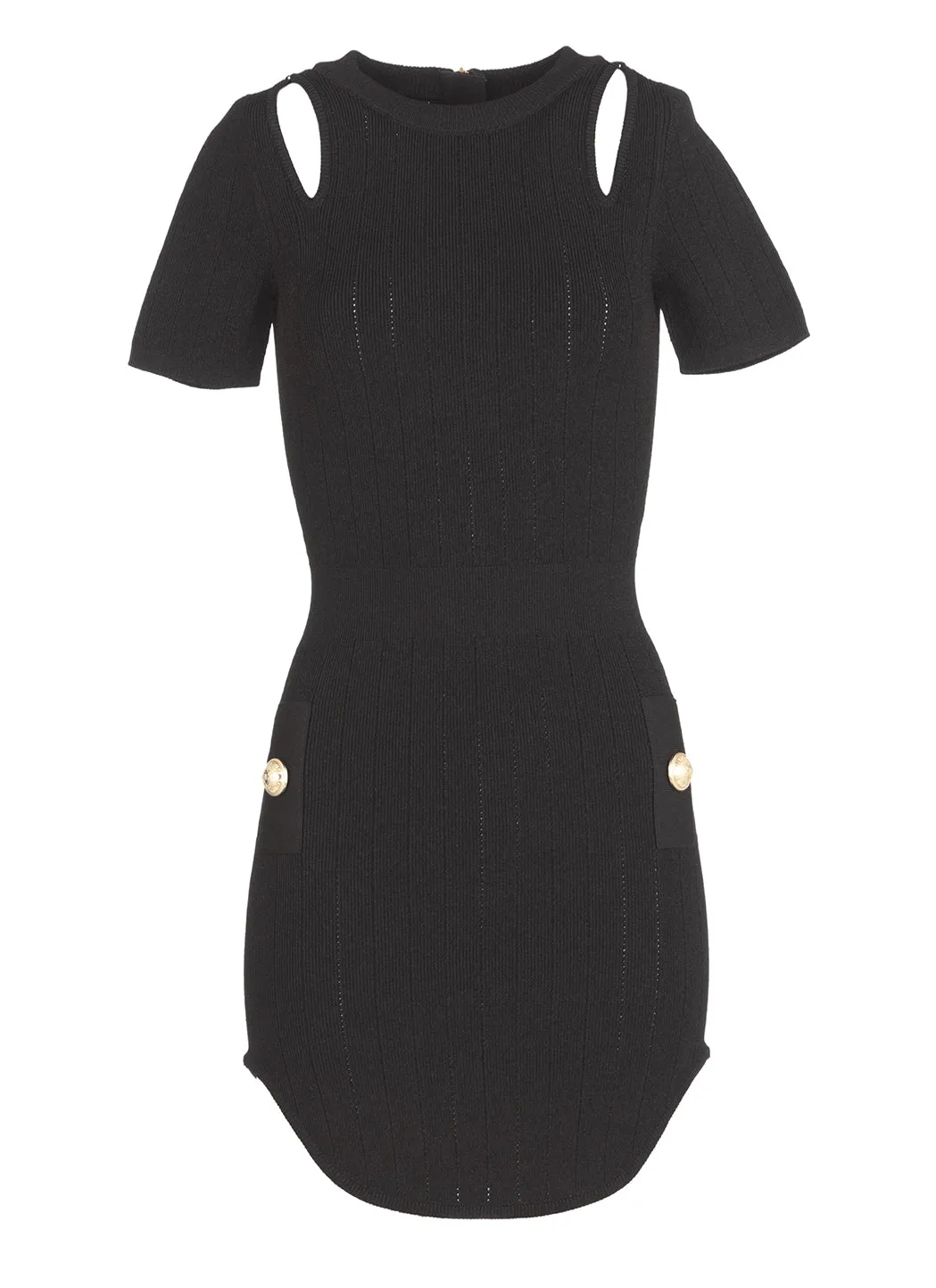 Balmain Cut-Out Short-Sleeved Knit Dress