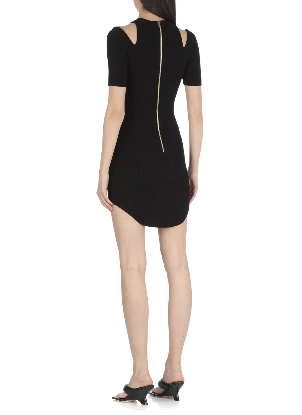 Balmain Cut-Out Short-Sleeved Knit Dress