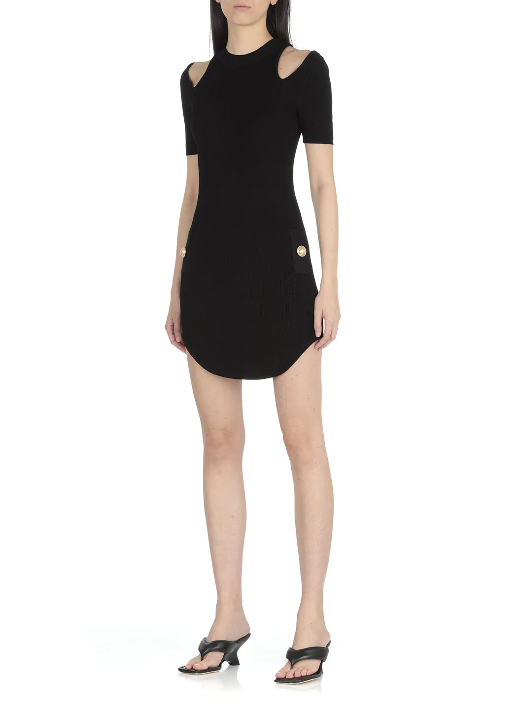 Balmain Cut-Out Short-Sleeved Knit Dress