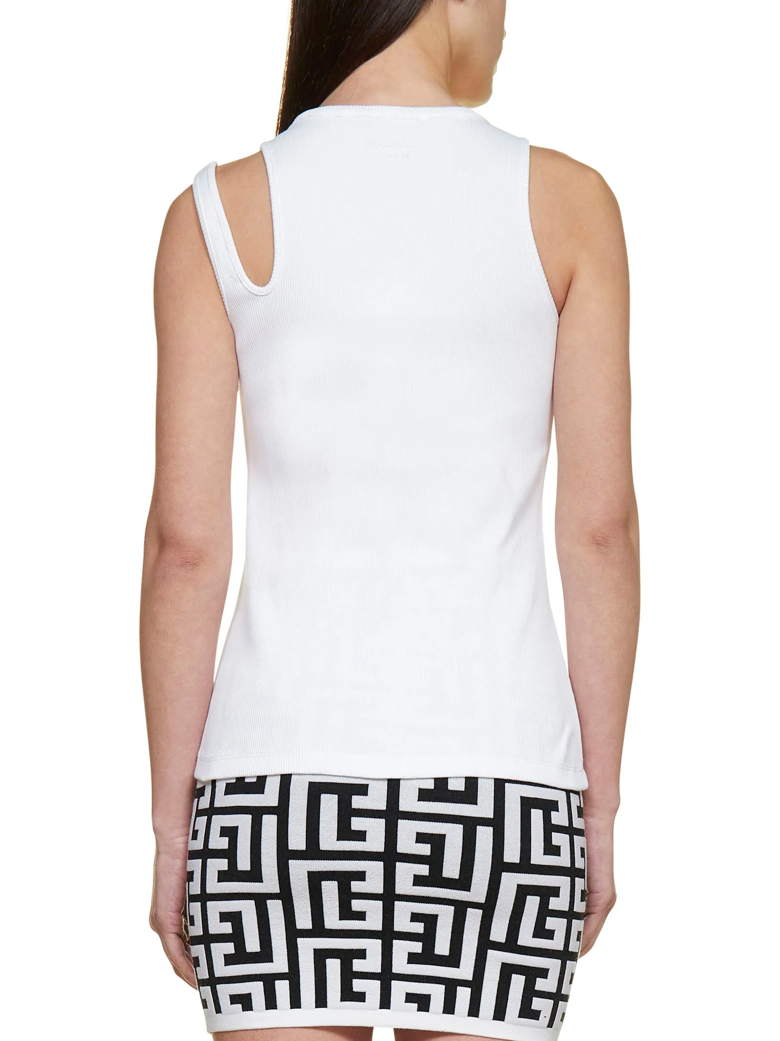Balmain Cut-Out Sleeveless Top