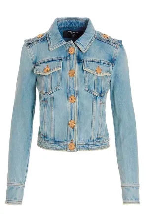 Balmain Distressed Buttoned Denim Jacket