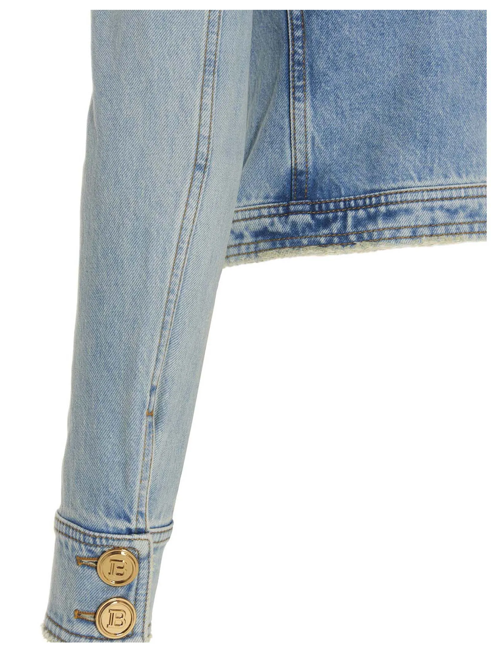 Balmain Distressed Buttoned Denim Jacket