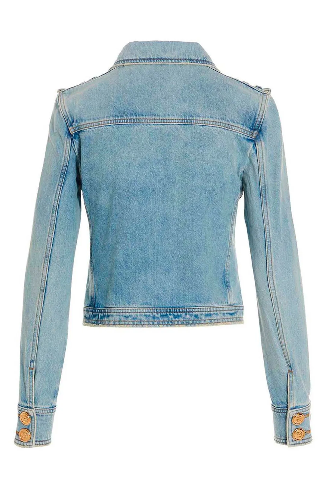 Balmain Distressed Buttoned Denim Jacket